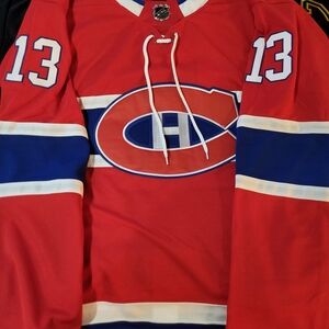 NHL Montreal Canadiens Red, Blue & White Hockey Jersey #13 Caufield L Or Xl